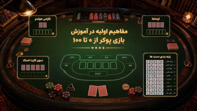 مفاهیم اولیه در آموزش بازی پوکر از ۰ تا ۱۰۰